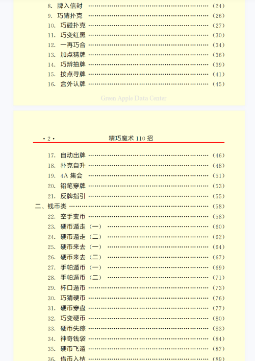 精巧魔术110 目录